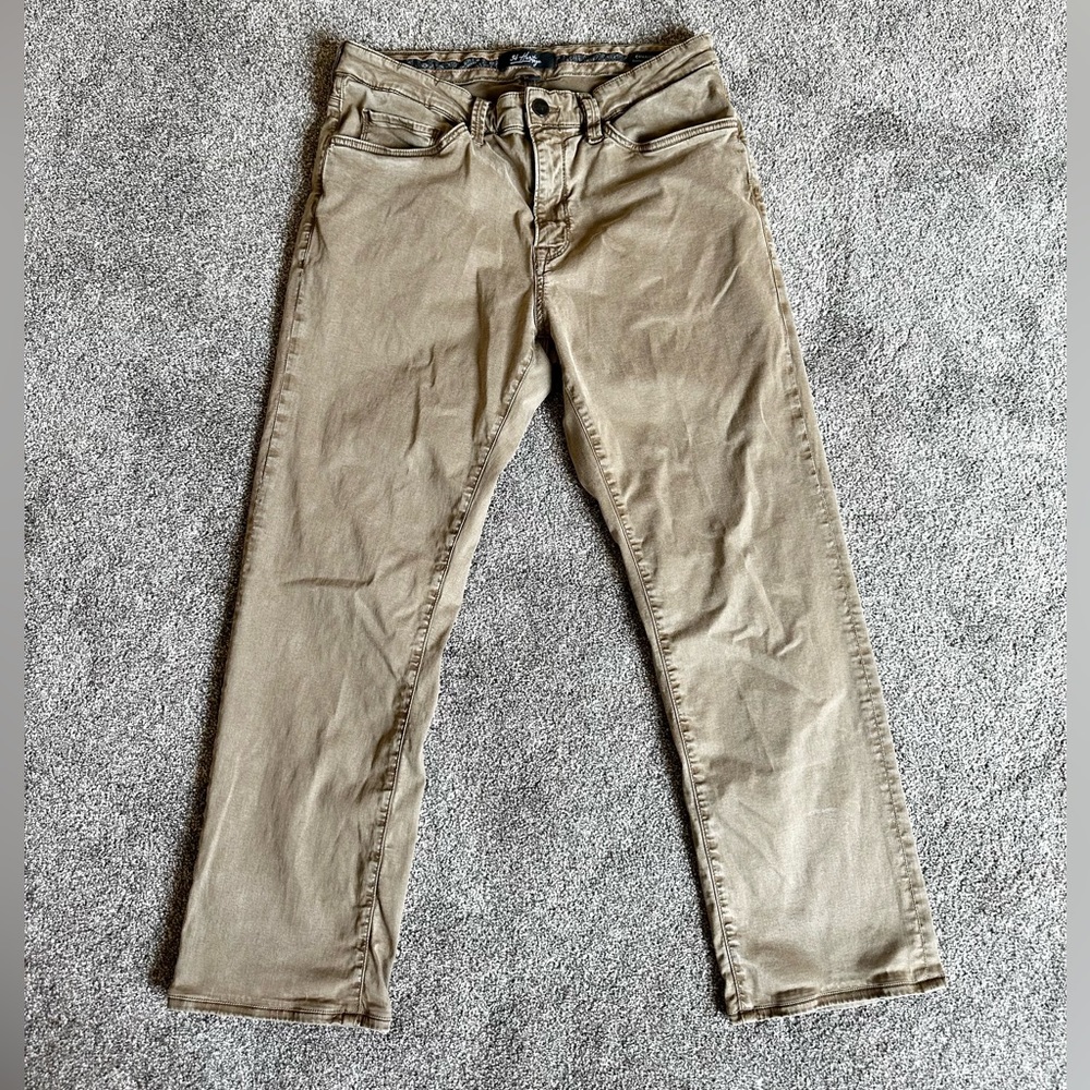34 Heritage Pants Men 34x32 (actual 27) Brown Tan Charisma Flat Front Chino